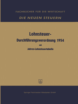 cover image of Lohnsteuer-Durchführungsverordnung 1954